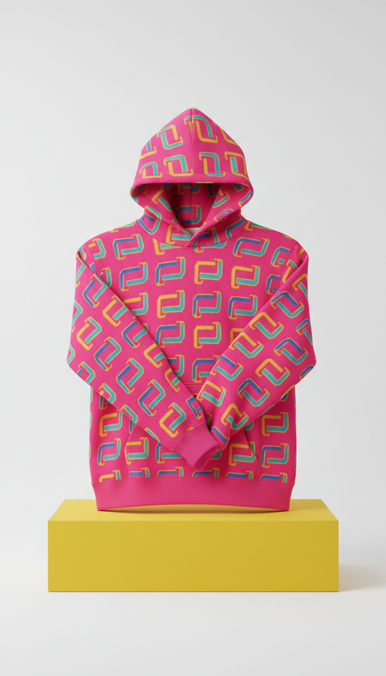 Hot Pink Graphic-Print Premium Hoodie