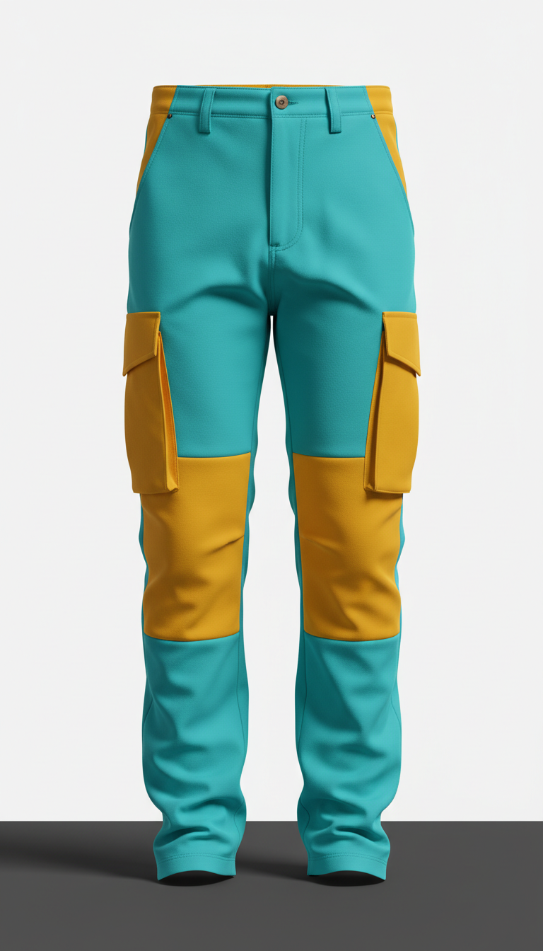 Urban Cyan Electric Gold Cargo Pants